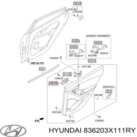 Ручка двери задней внутренняя правая 836203X111RY HYUNDAI