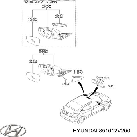Зеркало салона авто 851012V200 HYUNDAI
