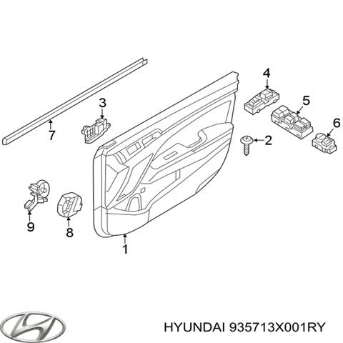 Кнопочный блок управления стеклоподъемником передний левый 935713X001RY HYUNDAI