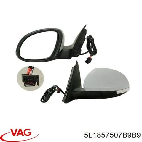 Зеркало заднего вида, левое 5L1857507B9B9 VAG