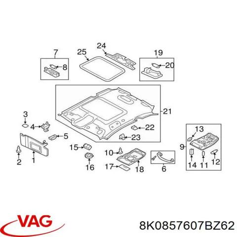 Ручка крыши салона 8K0857607BZ62 VAG