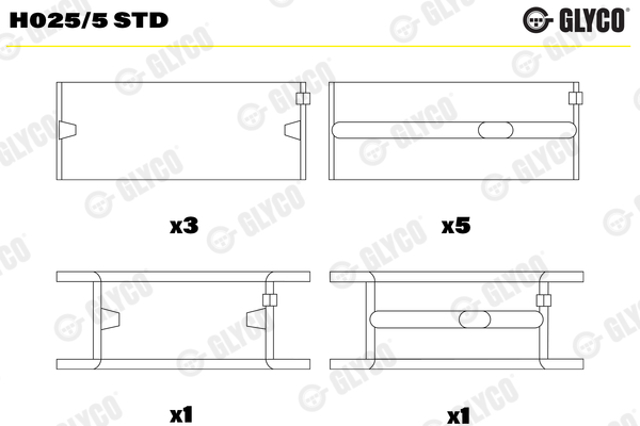 GLYCO H0255STD Вкладыши коленвала коренные, комплект, стандарт (STD) в наличии Полтава