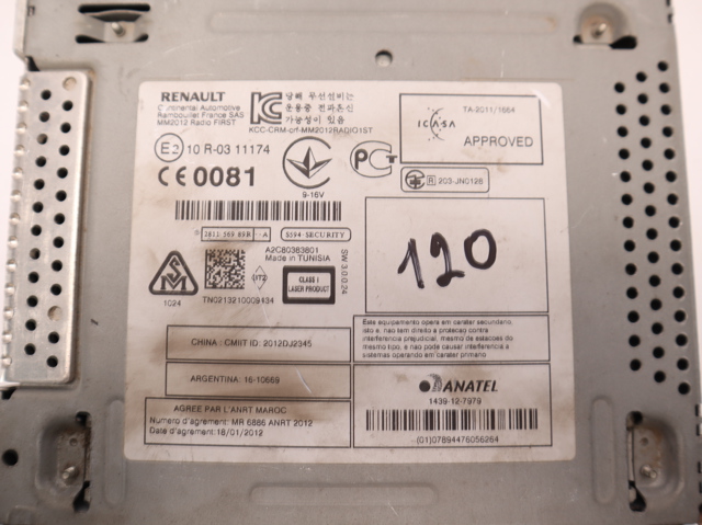 Заводская магнитола 281156989R RENAULT