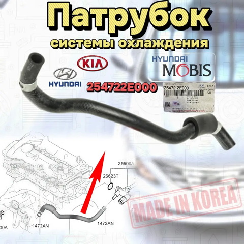 254722E000 HYUNDAI Патрубок системы охлаждения купить в Винница