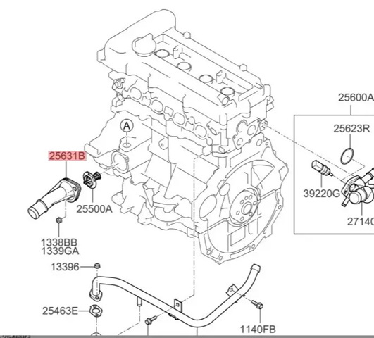 HYUNDAI 256312E500 Крышка термостата в наличии Днепр