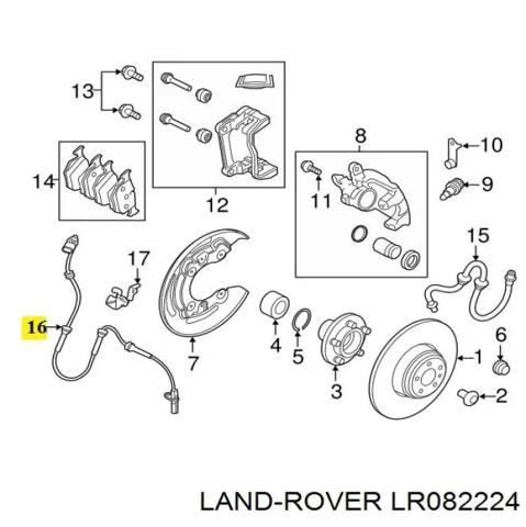 Датчик ABS задний левый LR082224 LAND ROVER