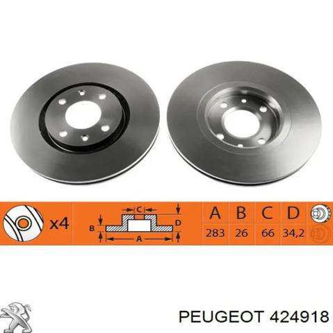 Передний тормозной диск 424918 PEUGEOT