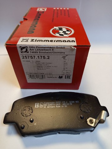 ZIMMERMANN 257571752 Передние тормозные колодки в наличии Днепр