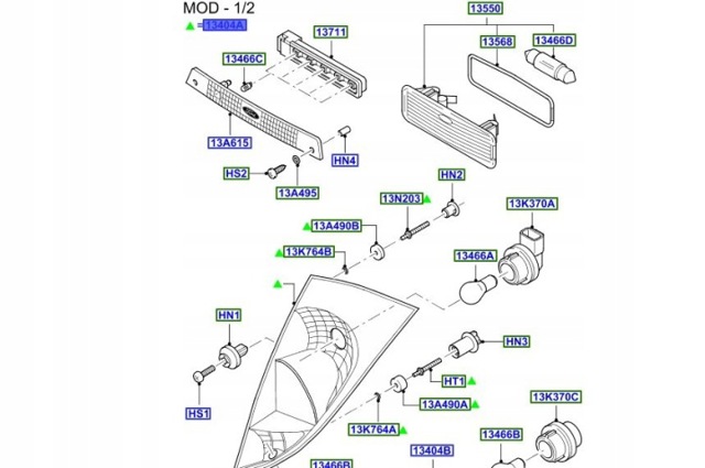 Фонарь задний правый Ford Focus I