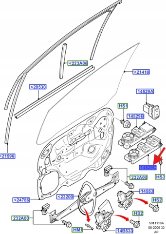 Кнопочный блок управления стеклоподъемником передний левый 1360900 FORD