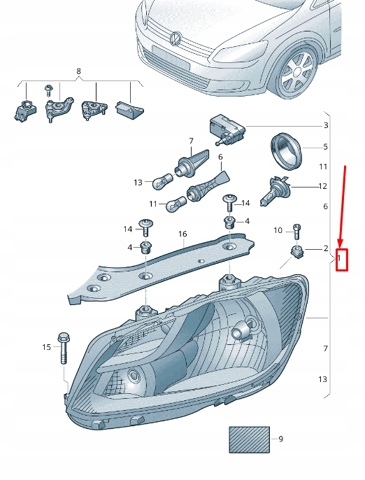 Фара правая 2K5941006C VAG