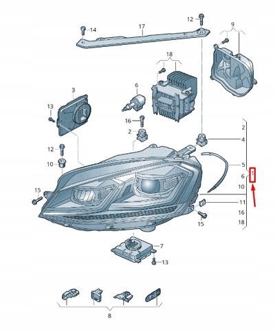 Вставка фары правой 5G1941078A VAG