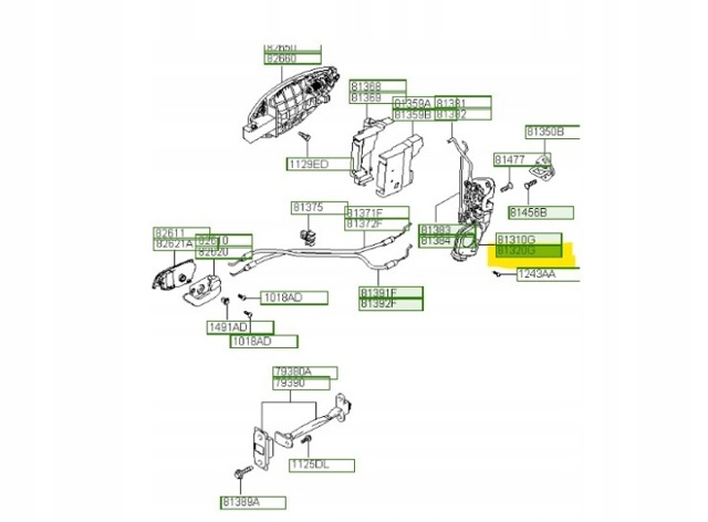 Замок задней двери, правой 813252C000 HYUNDAI