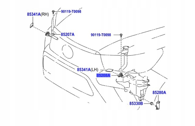 Форсунка омывателя фары передней, левой 852080K040 TOYOTA