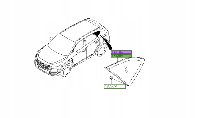 Стекло багажного отсека, левое 87810D3010 HYUNDAI