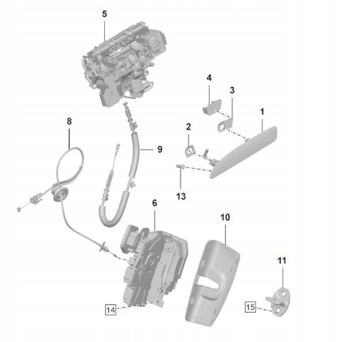 Ручка задней двери наружная, левая 9J1839205YG2X PORSCHE