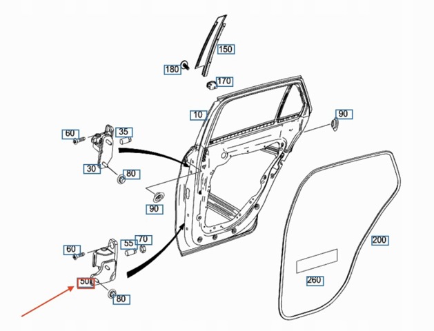 Петля задней двери, левой A2057300737 MERCEDES