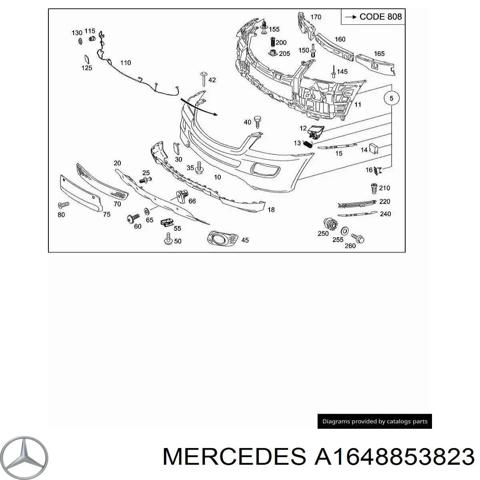 Заглушка противотуманки передней правой A1648853823 MERCEDES