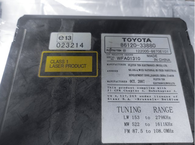 Автомобильная магнитола 8612033880 TOYOTA