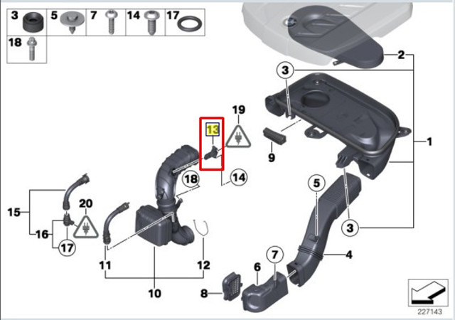 13628506408 BMW Датчик потока (расхода) воздуха, расходомер M.A.F. - (Mass Airflow) купить в Черкассы