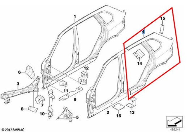 Боковая часть задняя правая 41217174354 BMW