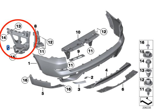 51127227757 BMW Кронштейн бампера заднего внешний левый купить в Полтава