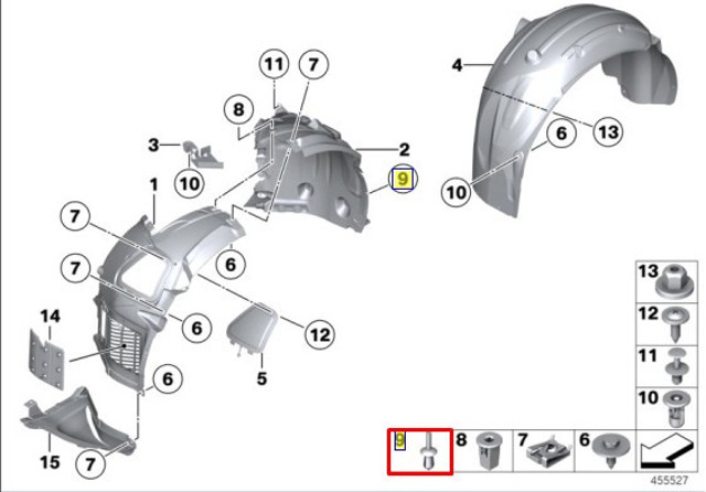Пистон (клип) крепления накладок порогов 51161881149 BMW