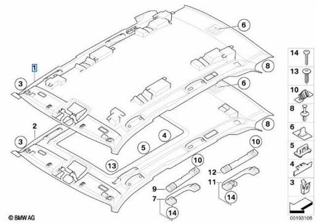Обшивка крыши 51448037340 BMW