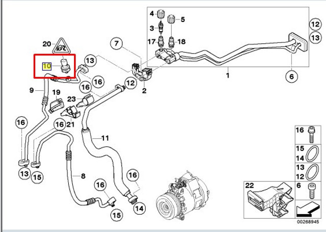 64539181464 BMW Датчик абсолютного давления кондиционера купить в Павлоград