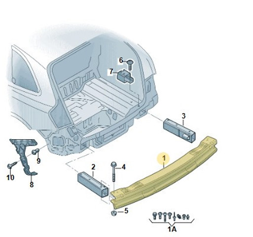Усилитель бампера заднего 8R0807313C VAG