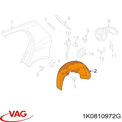 Подкрылок задний правый 1K0810972G VAG