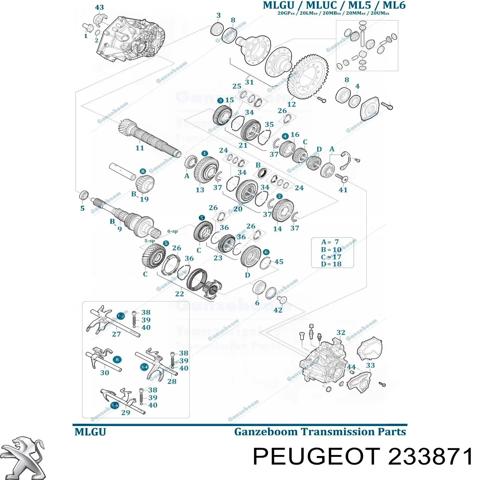 Шестерня 6-й передачи ведомая 233871 PEUGEOT