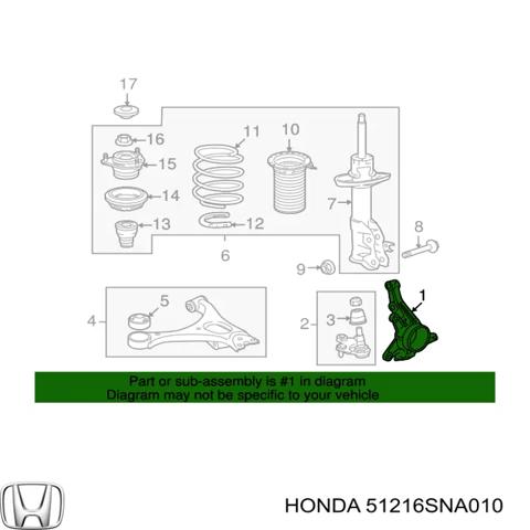 Кулак поворотный передний левый 51216SNA010 HONDA