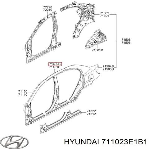 Стойка центральная, правая 711023E1B1 HYUNDAI