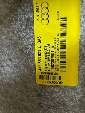 VAG 4KL863021EQA5 Покрытие напольное салона, переднее в наличии Полтава