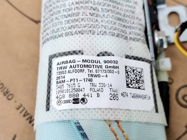 4G8880441B Подушка безопасности (AIRBAG) спинки сиденья левого купить Украина