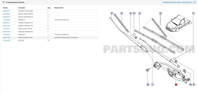 288003799R RENAULT Трапеция дворников купить в Ирпень