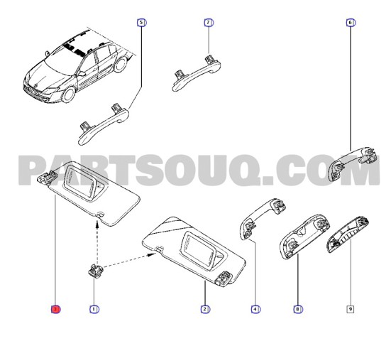 964000023R RENAULT Солнцезащитный козырек купить в Ирпень