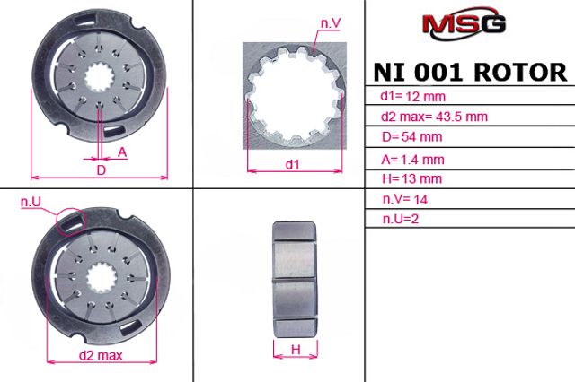 NI001ROTOR MS GROUP Ротор насоса ГУР купить в Черновцы