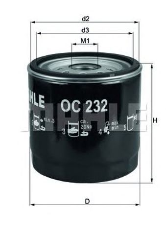 OC232 MAHLE Масляный фильтр купить в Днепр