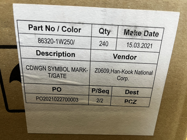 HYUNDAI 863201W250 Эмблема крышки багажника (фирменный значок) в наличии Черкассы