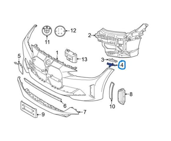 Направляющая переднего бампера, левая 51118738611 BMW