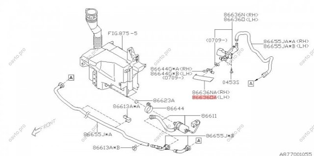 Накладка форсунки омывателя фары передней 86636AG260 SUBARU