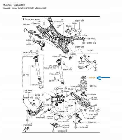 Резиновое кольцо пружины задней KD3528012 MAZDA
