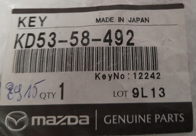 MAZDA KD5358492 Ключ замка зажигания  в наличии Черновцы