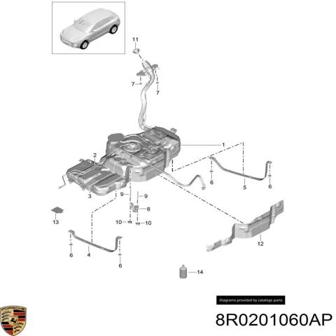 Бак топливный 8R0201060AP PORSCHE
