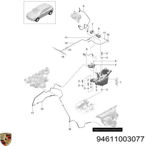 Ресивер вакуумный двигателя 94611003077 PORSCHE