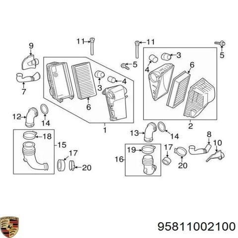 Корпус воздушного фильтра 95811002100 PORSCHE