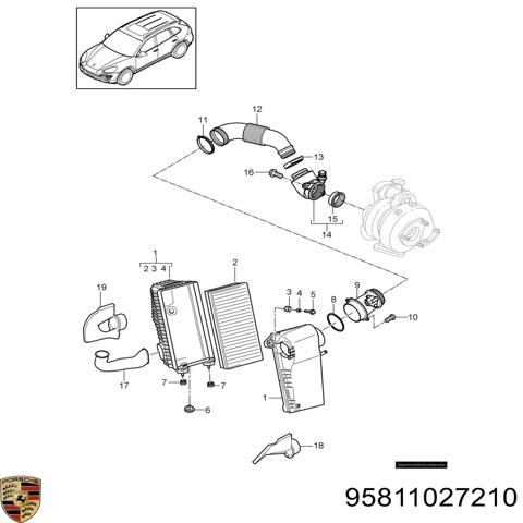 Воздухозаборник воздушного фильтра 95811027210 PORSCHE