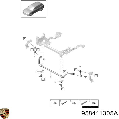 Стабилизатор передней устойчивости 958411305A PORSCHE